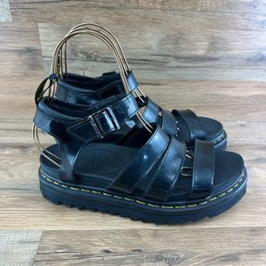 Dr.Martens Women's Sandals Blaire Patent Black Shoes 24192001 SZ L10|UK 8|EU 42